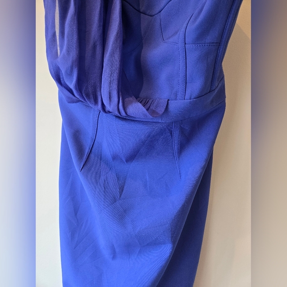 Karen Millen Blue Asymmetrical One-Shoulder Cocktail Dress Size 6 - Picture 8 of 13